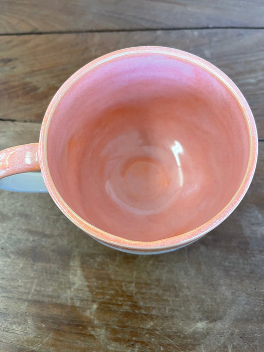 Handmade Wheel-Thrown Ceramic Strawberry Mug with Peach Glaze Interior