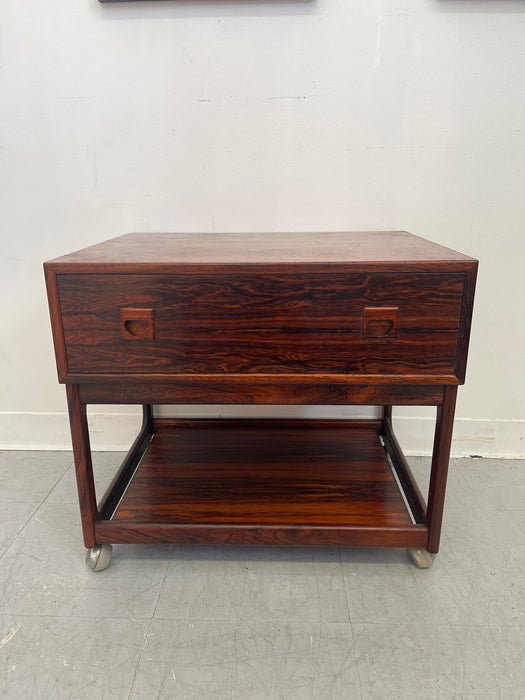 Vintage Danish Modern Rosewood Side Table on Casters. Uk Import