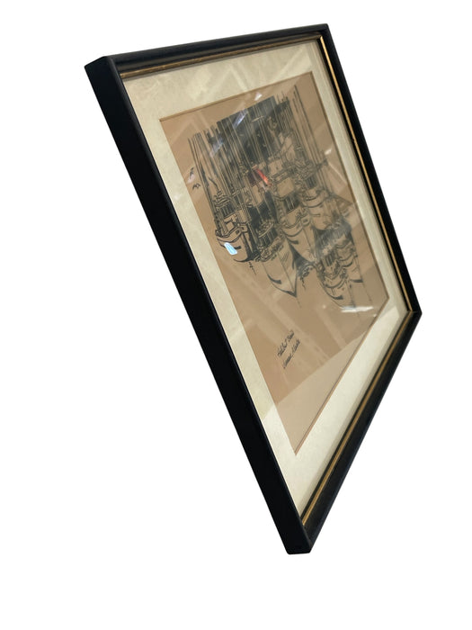 Mid-Century Style Bruce Boyd "Halibut Boats, Juneau, Alaska" Framed Graphic Maritime Print