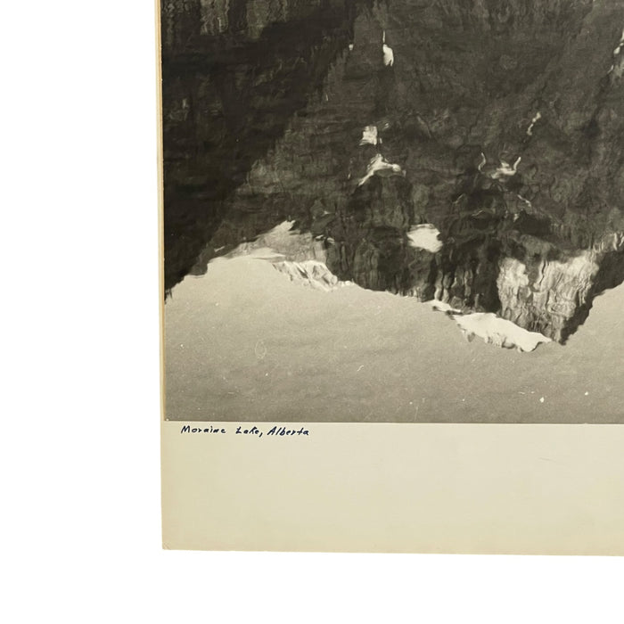 Vintage Black and White Photograph of Moraine Lake, Alberta, Canada