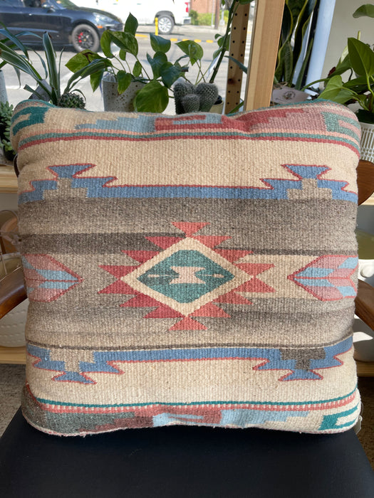 Vintage Possibly Southwestern Wool Kilim Pillow with Geometric Pattern