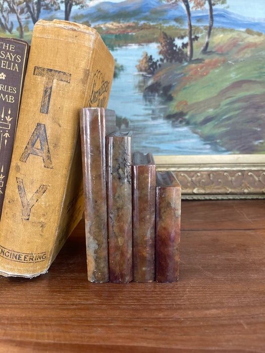 Vintage Polished Likely Onyx Marble Bookend in Graduated Stacked Form.
