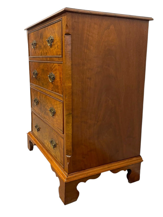 Vintage Four Drawer Chest with Figured Veneer, Dovetailed Drawers and Brass-Toned Hardware UK Import
