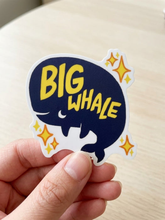 Big Whale Mascot Sparkle Die-Cut Sticker