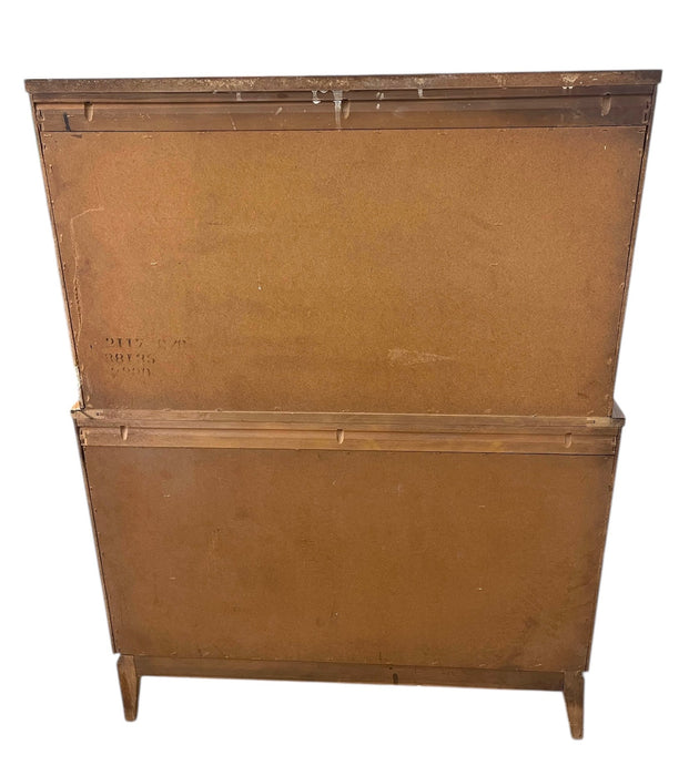 Vintage Mid Century Modern 5 Drawer Highboy Dresser with Sculpted Drawer Fronts