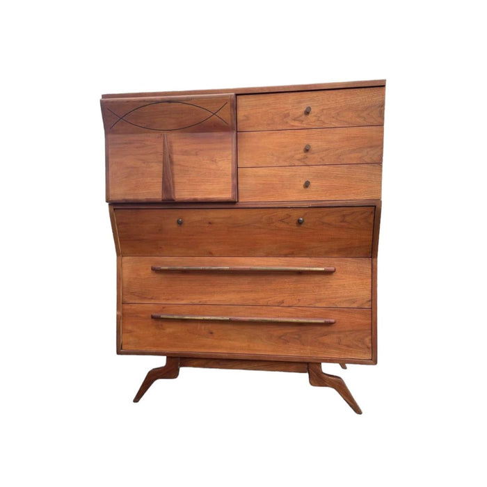 Vintage Mid Century Modern Dresser by John Cameron Custom Made Wood and Metal Handles