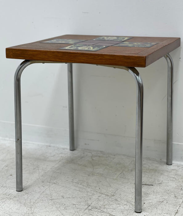 Vintage Mid Century Modern Accent Table with Tile top