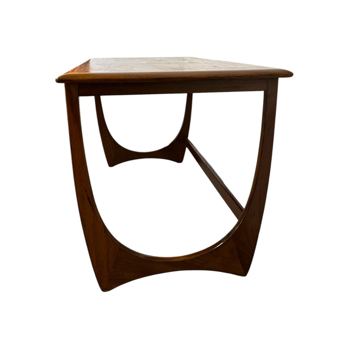 Mid-Century Modern Sculptural Walnut Coffee Table – Vintage MCM Crescent U-Base Low Table