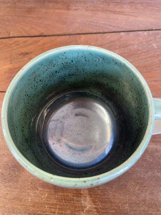 Handmade Wheel-Thrown Ceramic Strawberry Mug with Green Glaze Interior