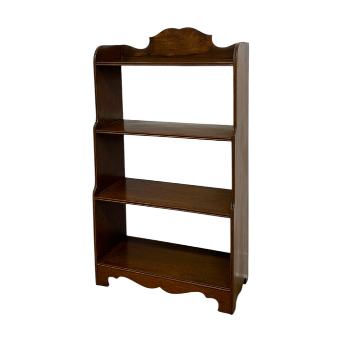 Vintage 4-Tier Solid Wood Bookshelf – Antique Style Scalloped Bookcase and Display Shelf