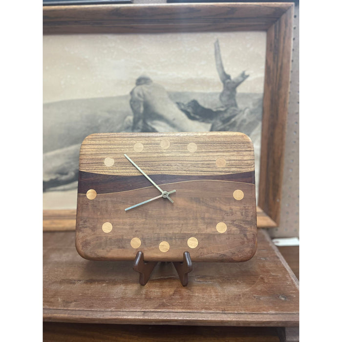 Vintage Mid Century Modern Handmade Wooden Clock.