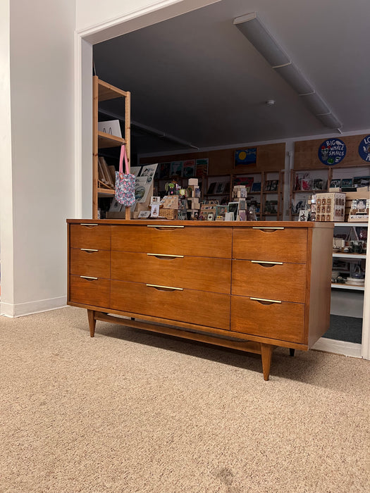 Vintage Mid Century Modern Solid Walnut 9-Drawer Dresser Dovetailed Drawers by Kent Coffey