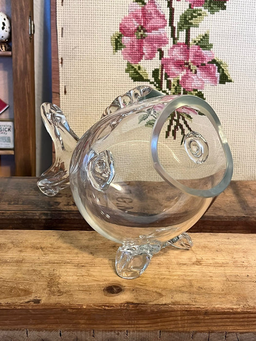 Mid Century Modern Clear Fish Vase Decor. ( Available by Online Purchase Only )