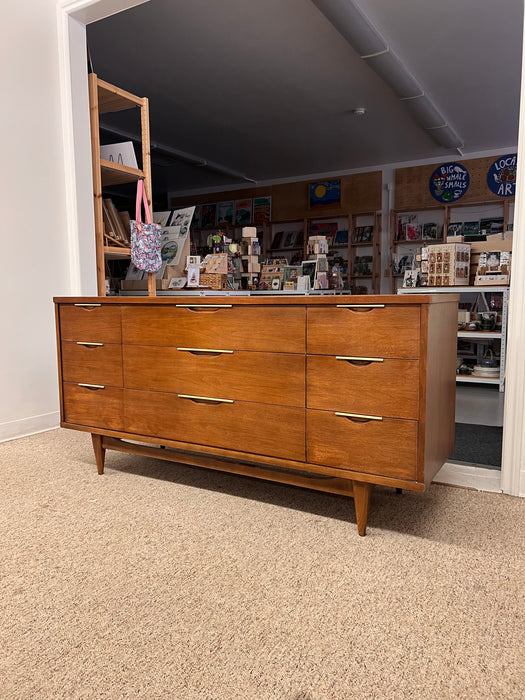 Vintage Mid Century Modern Solid Walnut 9-Drawer Dresser Dovetailed Drawers by Kent Coffey