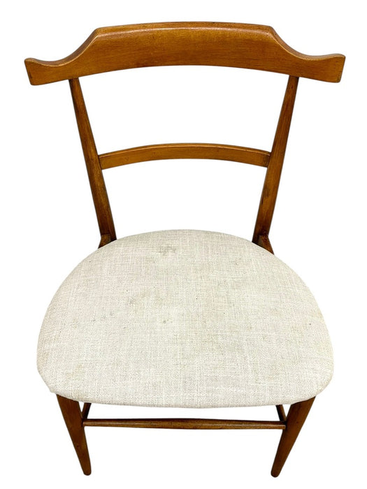 Vintage Mid-Century Modern Dining Chair in the Style of Milo Baughman - Upholstered Seat & Sculpted Wood Back