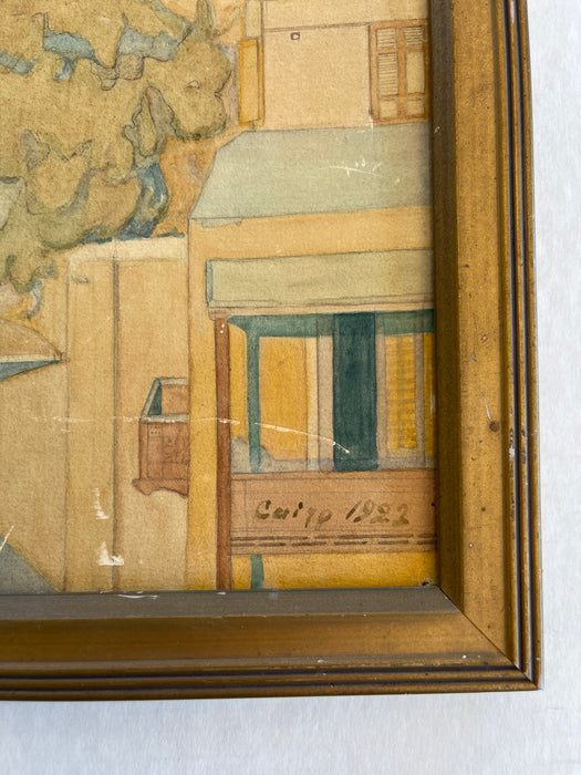 Framed 1922 Watercolor Cityscape of Cairo by O. Sandez - Orientalist Architectural Painting