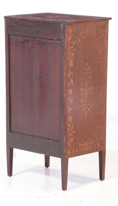 Antique Mahogany Wood Early 20th Century Record Sheet Music Cabinet Edwardian Hand Painted with Key Included (Available by Online Purchase Only)
