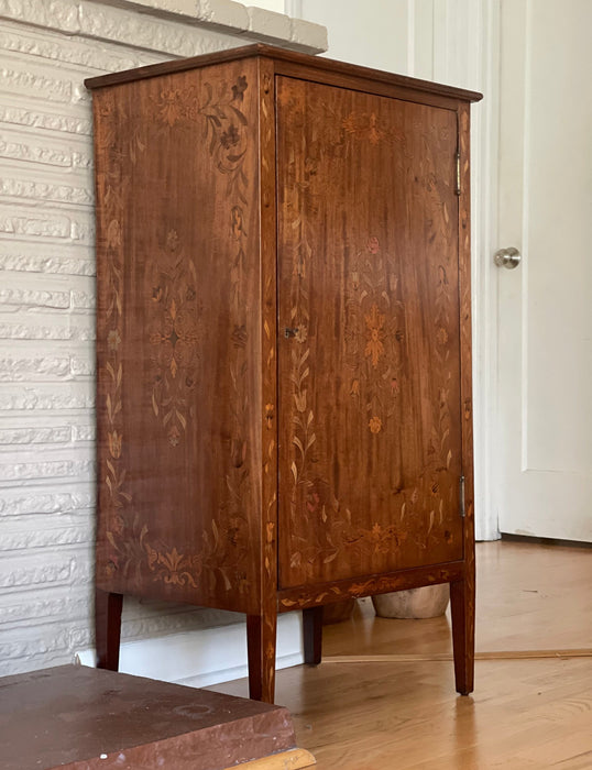 Antique Mahogany Wood Early 20th Century Record Sheet Music Cabinet Edwardian Hand Painted with Key Included (Available by Online Purchase Only)