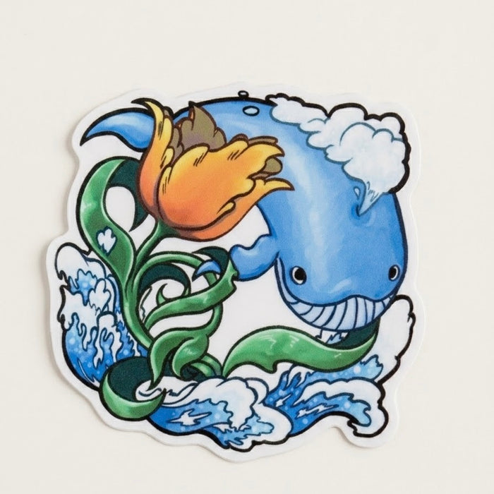 Big Whale Tulip Waves Die-Cut Sticker
