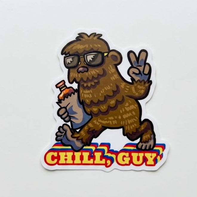 Retro "Chill, Guy" Sasquatch Die-Cut Sticker