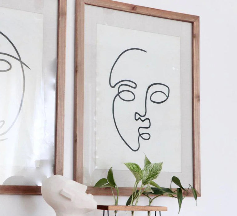 Line Drawing Framed Face Print