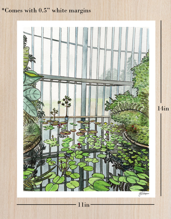 Japanese Greenhouse Window Art Print Botanical Watercolor Illustration
