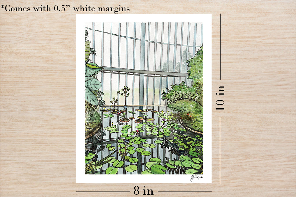 Japanese Greenhouse Window Art Print Botanical Watercolor Illustration