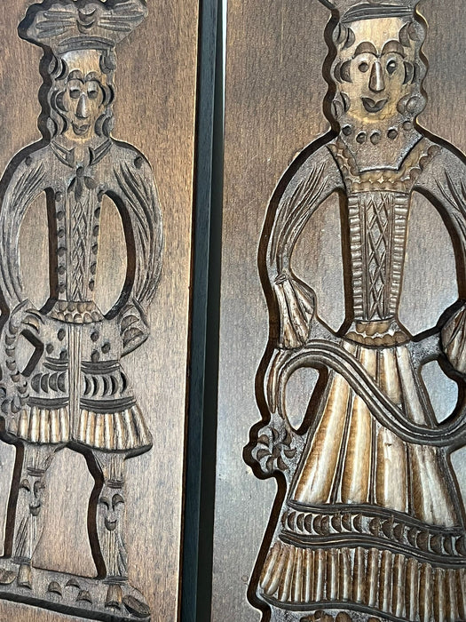 Hand Carved wooden Folk Art traditional Cookie Board. Set of 2
