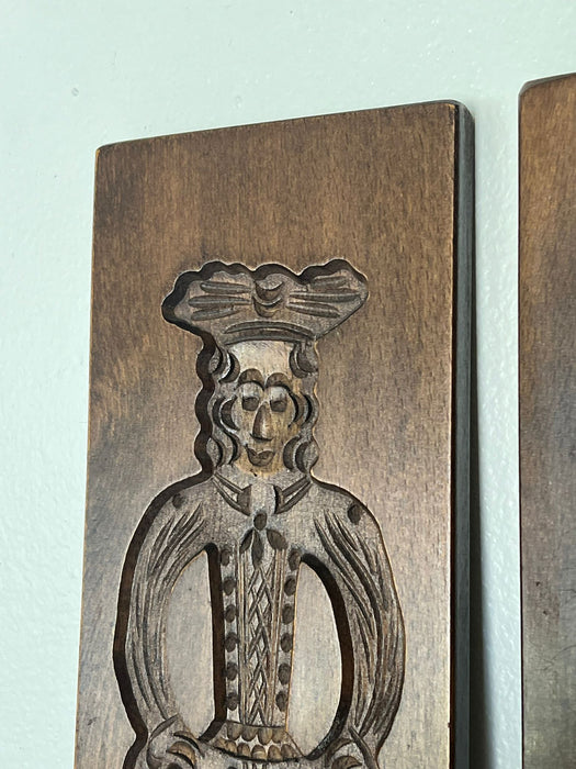 Hand Carved wooden Folk Art traditional Cookie Board. Set of 2
