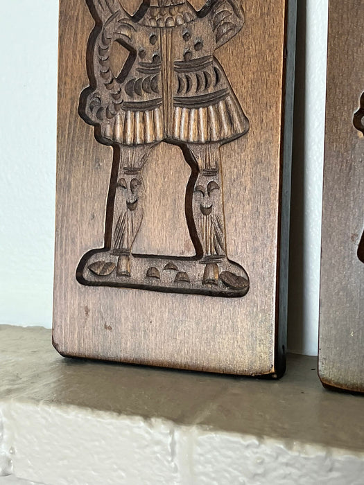 Hand Carved wooden Folk Art traditional Cookie Board. Set of 2