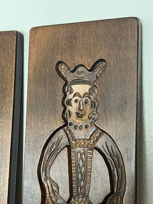 Hand Carved wooden Folk Art traditional Cookie Board. Set of 2