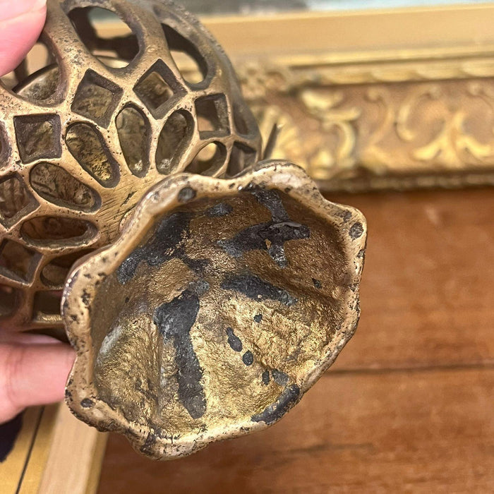 Handmade Antique style possibly brass decorated Tea light Holder.