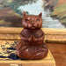 Handmade Solid wood Yoga Cat Sculpture.