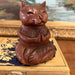 Handmade Solid wood Yoga Cat Sculpture.