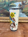 Handpainted Antique Style Vase with Blue & Yellow Birds and Flower Motif Signed Mexico on the bottom