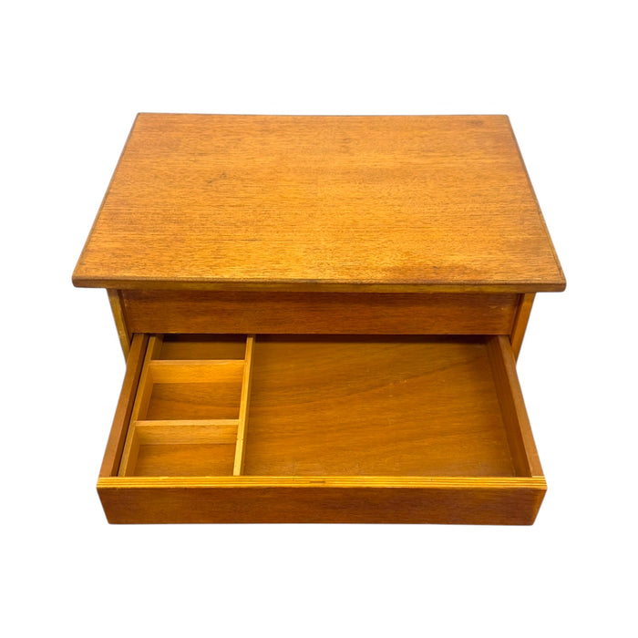 Vintage Mid-Century Modern Italian Style Flip-Top Sewing Table / Nightstand with Brass Finished Capped Legs