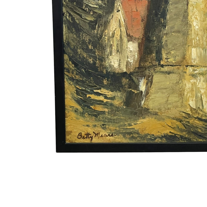 Vintage Signed Lighthouse Landscape Painting by Betty, Coastal Scene, Framed Original