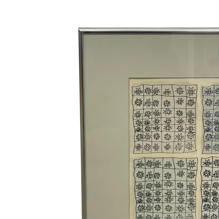 Abstract Quilt Motif Print, signed, numbered 5/22, Framed.