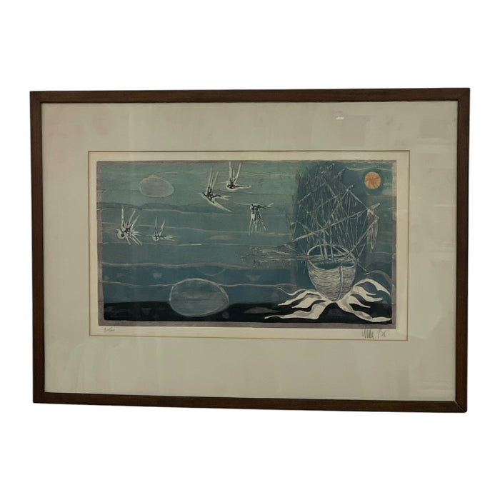 Vintage Mid-Century Modern Limited Edition Nautical Silkscreen Print, Signed, Edition 3 of 100, Framed.