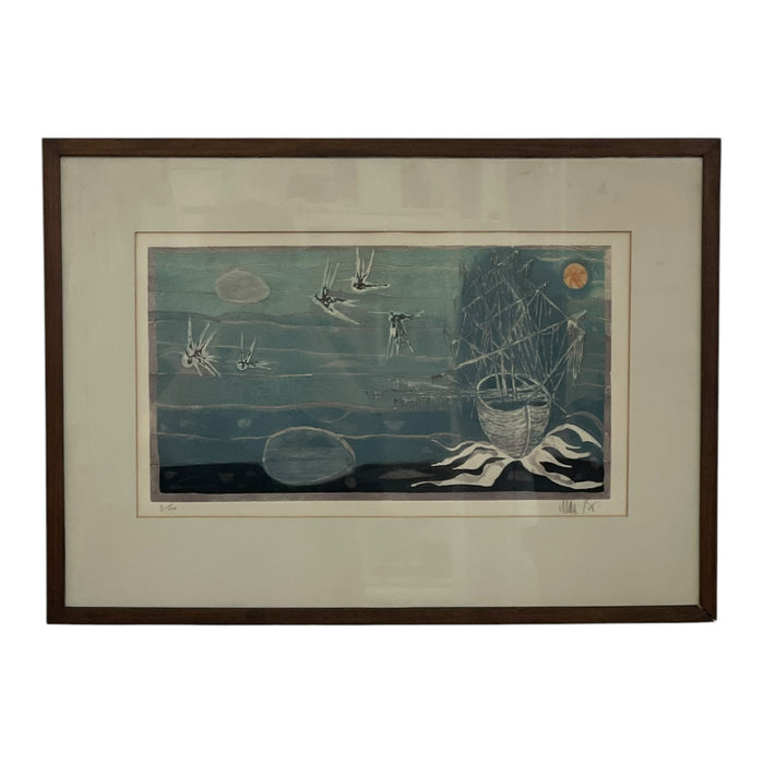 Vintage Mid-Century Modern Limited Edition Nautical Silkscreen Print, Signed, Edition 3 of 100, Framed.