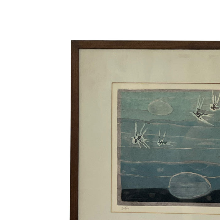 Vintage Mid-Century Modern Limited Edition Nautical Silkscreen Print, Signed, Edition 3 of 100, Framed.