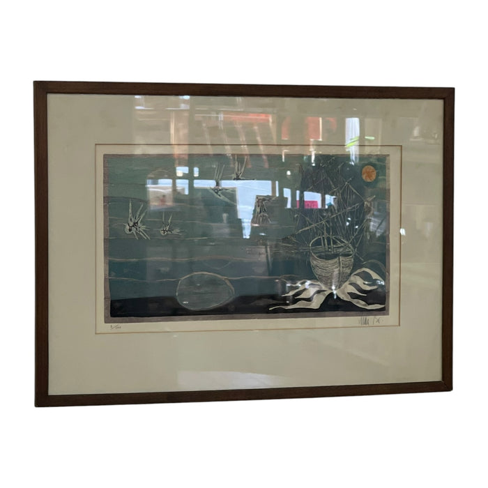 Vintage Mid-Century Modern Limited Edition Nautical Silkscreen Print, Signed, Edition 3 of 100, Framed.