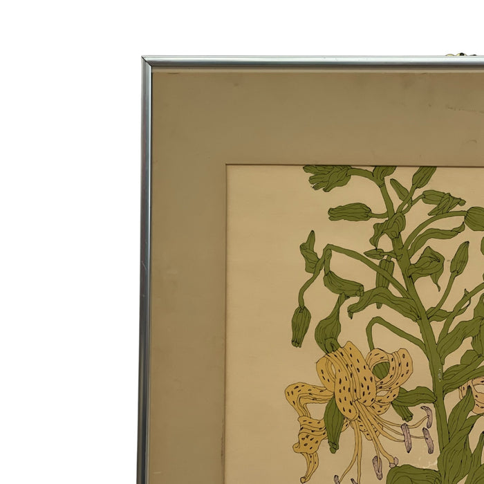 Vintage Botanical Tiger Lily Illustration by Wendy Wheeler, Signed, Framed Floral Art