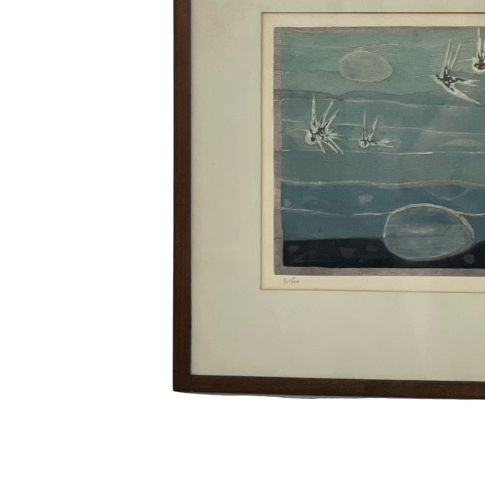 Vintage Mid-Century Modern Limited Edition Nautical Silkscreen Print, Signed, Edition 3 of 100, Framed.
