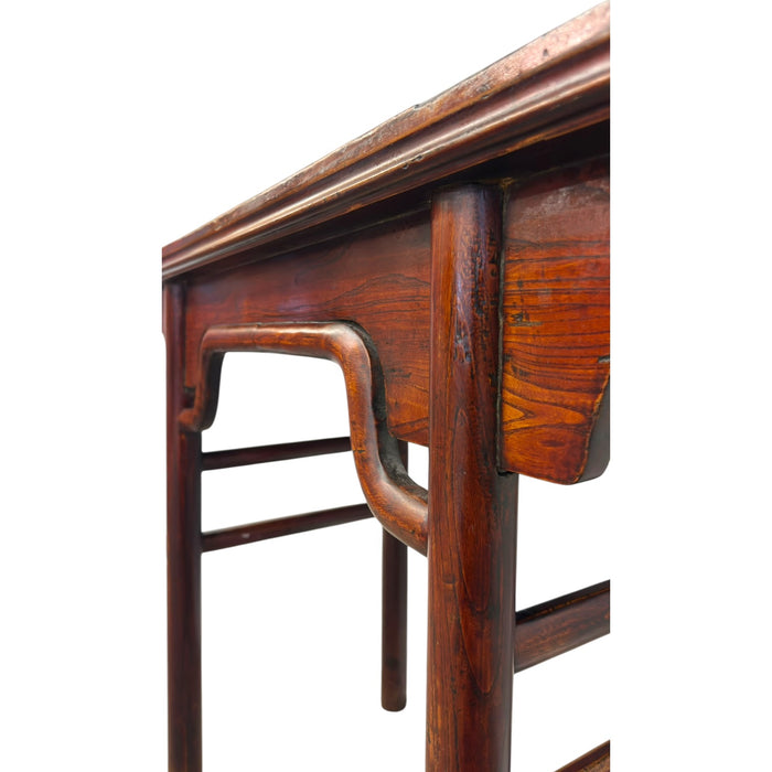 Traditional Chinese Style Dark Wood Console Table with Camel-Hump Apron