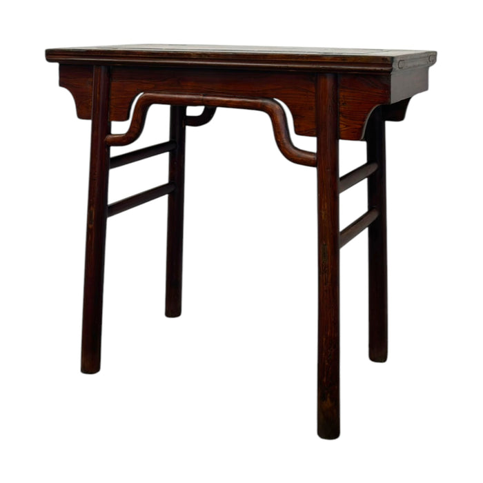 Traditional Chinese Style Dark Wood Console Table with Camel-Hump Apron