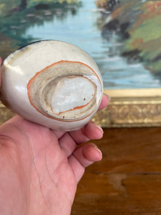Vintage Japanese Shell-Form Celadon Glazed Pottery Dish with Crackle Finish