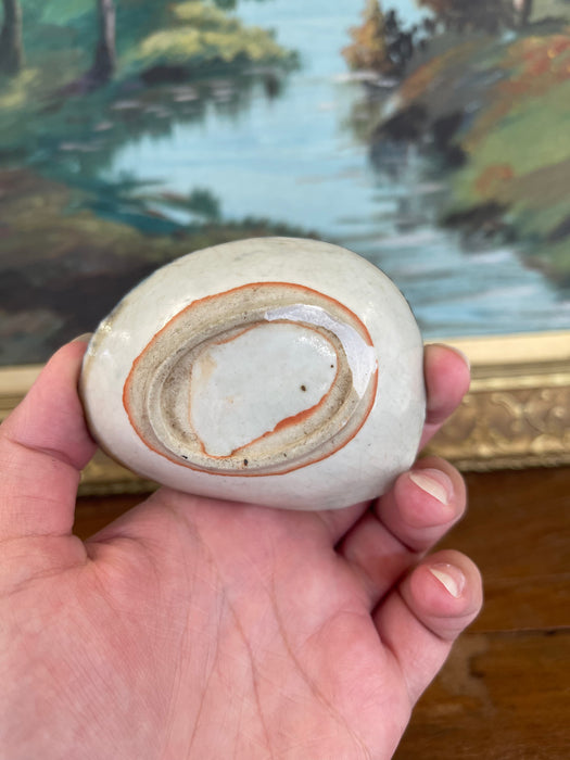 Vintage Japanese Shell-Form Celadon Glazed Pottery Dish with Crackle Finish