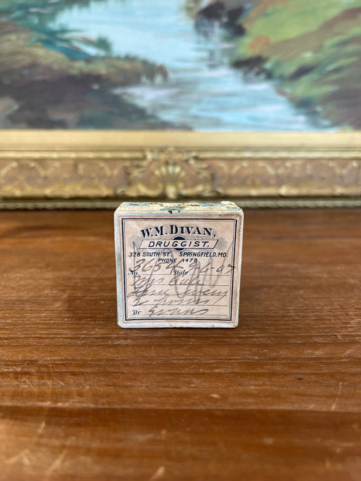Antique 1907 Apothecary Box from W.M. Divan, Druggist - Springfield, Missouri.