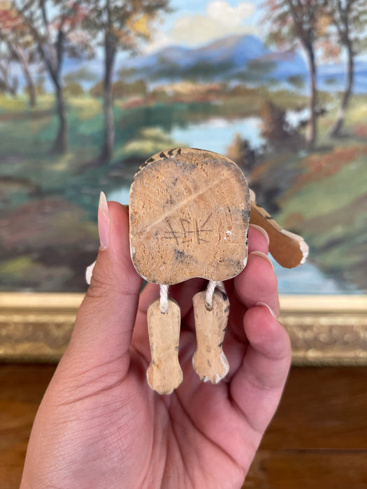 Hand-Carved Articulated Wooden Tiger or Cat Figurine with Painted Details